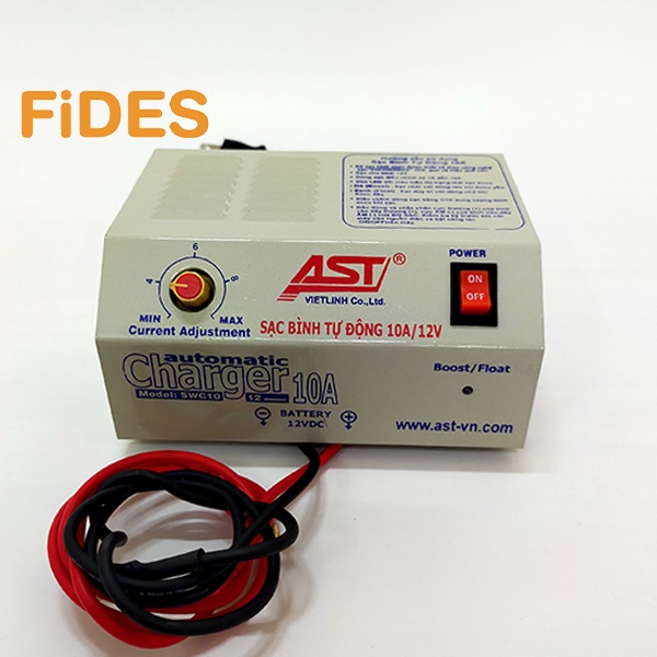 Sạc Ắc Quy Tự Động AST 10A 12V, Bộ sạc bình ắc quy từ 3ah - 200ah, sạc bình ắc quy cho xe máy đến ô tô - Fides