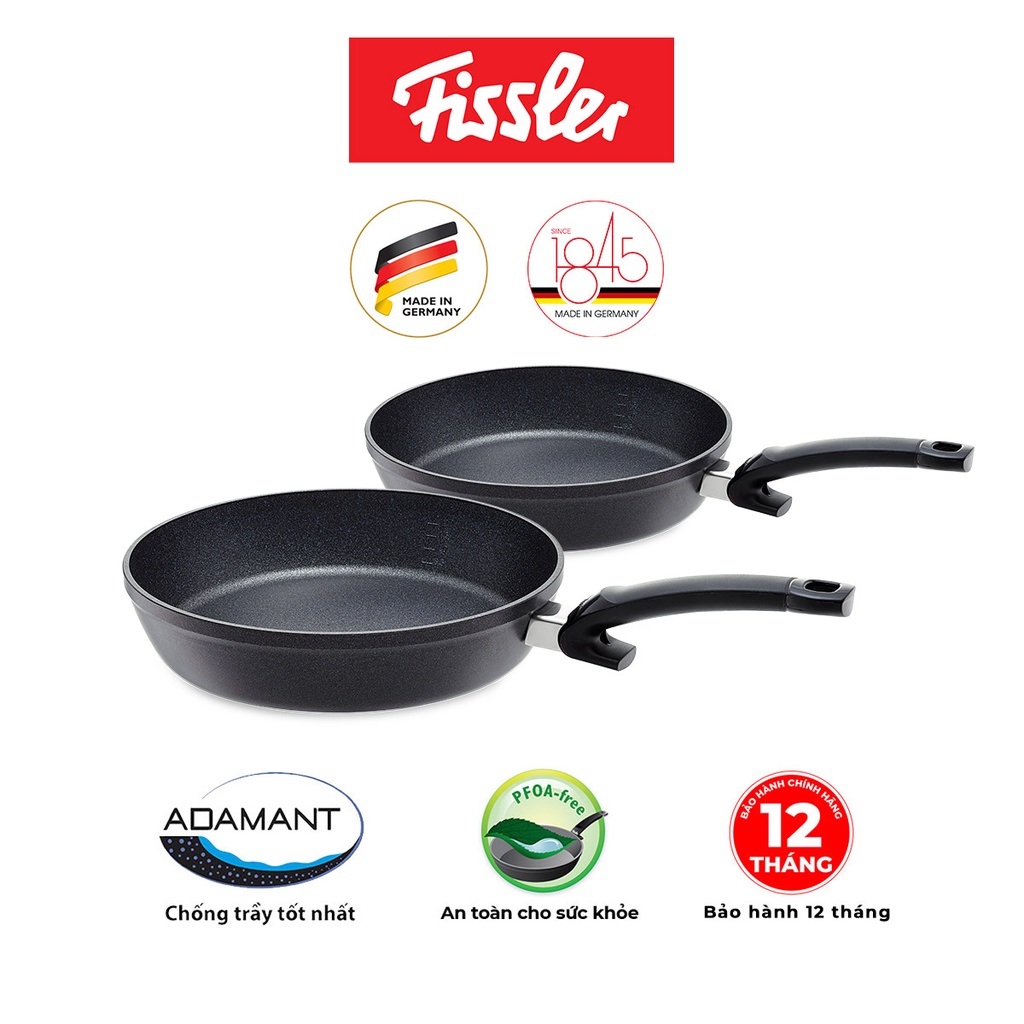 Bộ 2 chảo chống dính cao cấp Đức đáy từ Fissler Adamant Comfort 24cm&amp;28cm hàng chính hãng 100% sản xuất tại Đức, an toàn