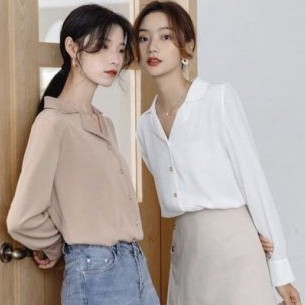 Sơ mi nữ cổ vest dài tay nhiều màu. Sơ mi nữ mặc hè chất voan siêu thích