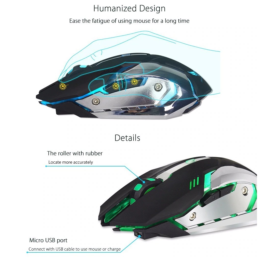 Chuột LED Không Dây 2.4GHZ Gaming ZERODATE X70