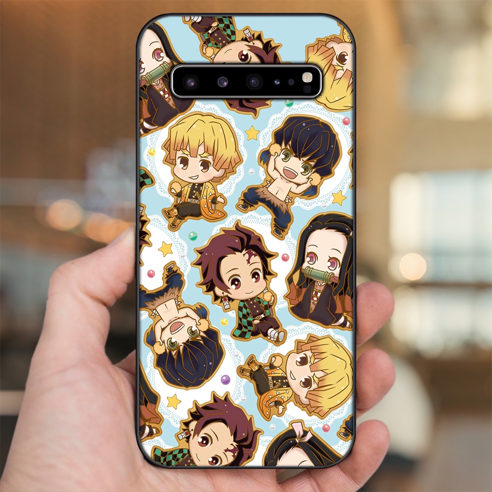 Ốp lưng Samsung S10, S10 5G, S10 Plus viền đen in hình Zenitsu Kimetsu no Yaiba