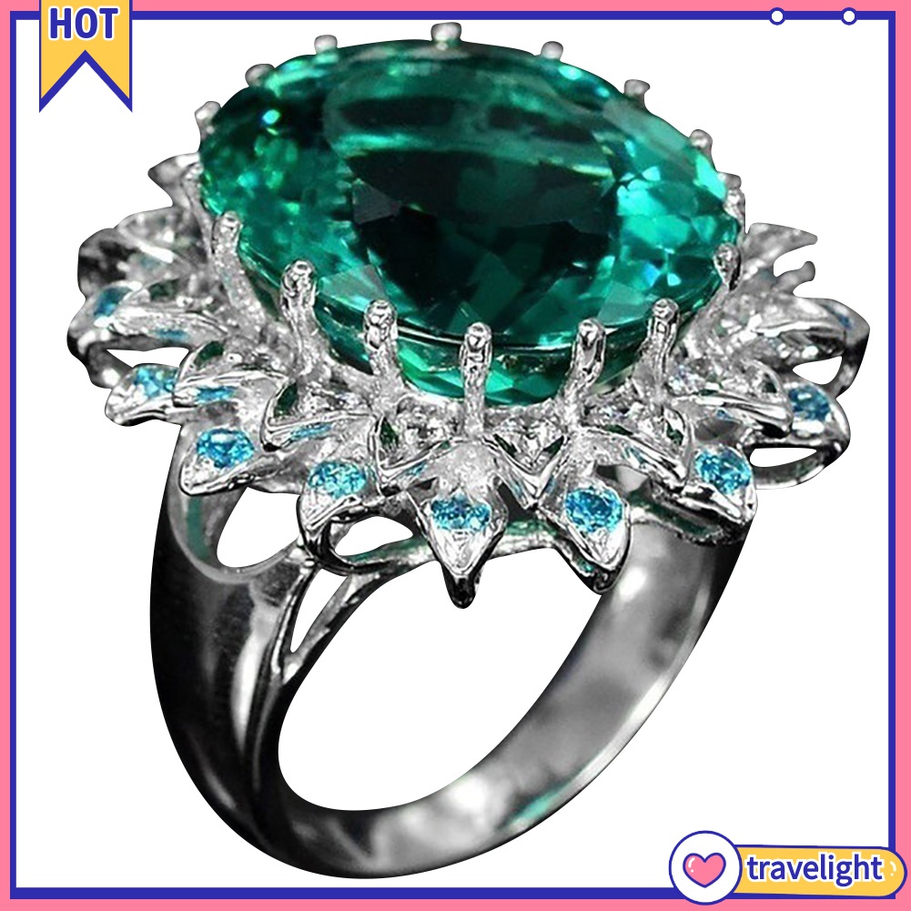 Nhẫn Đính Đá Zircon Hình Oval Kiểu Dáng Thanh Lịch