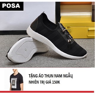 Giày Nam Sneaker  POSA PSSP006 (Đen) Tặng Áo