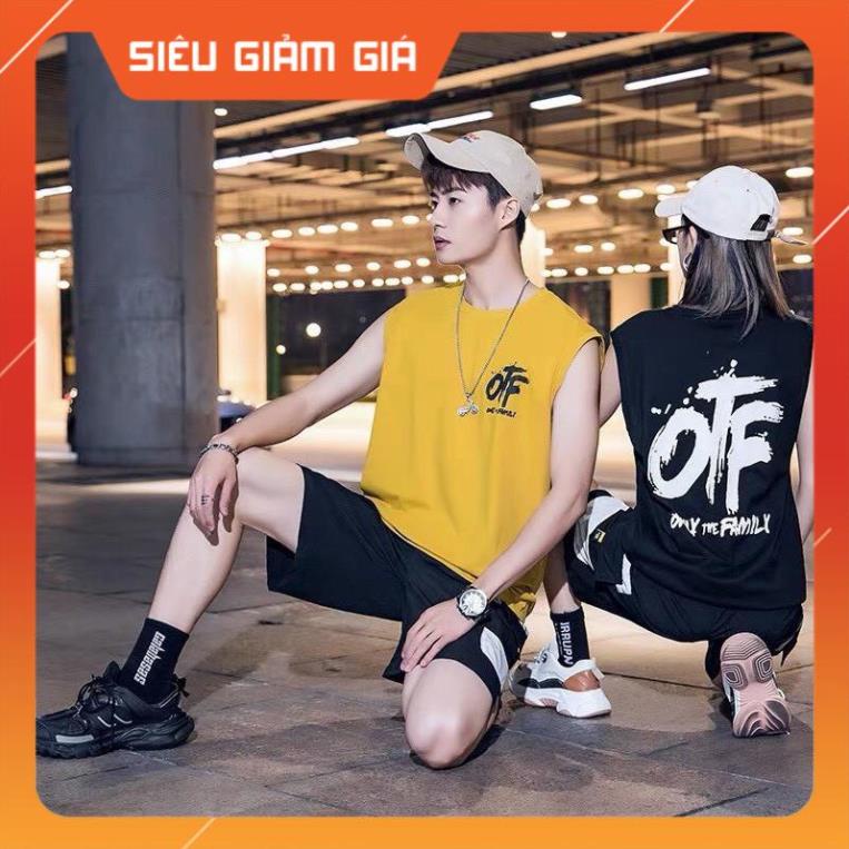 SÉT Thể Thao - Bộ Đồ 3 lỗ Unisex Nam Nữ Mặc Couple in OFF - Form rộng Full Size Chất thấm hút mồ hôi