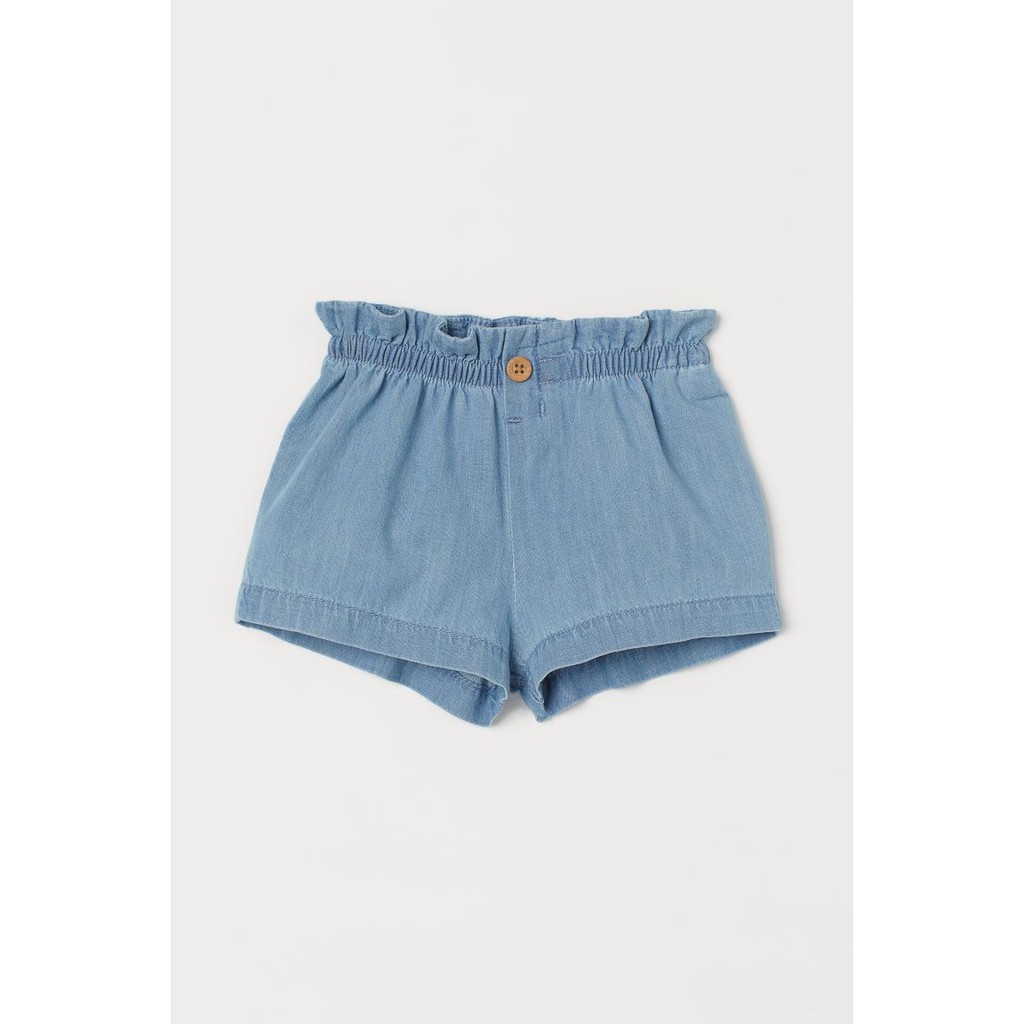 Shorts xanh bé gái, nhấn nhá xếp ly phần cạp, Hờ mờ UK săn SALE