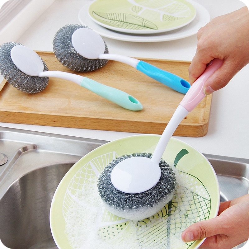 Cây Cọ Xoong Búi Sắt Có Tay Cầm Tiện Lợi