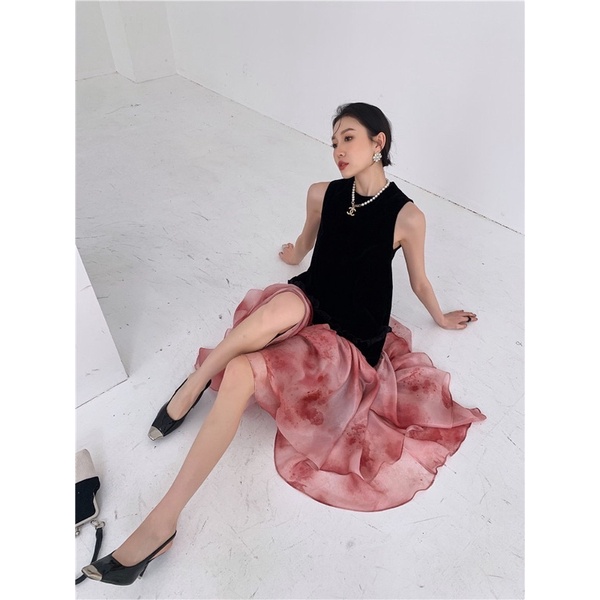 Đầm xoè đuôi cá phối ren koreastyle