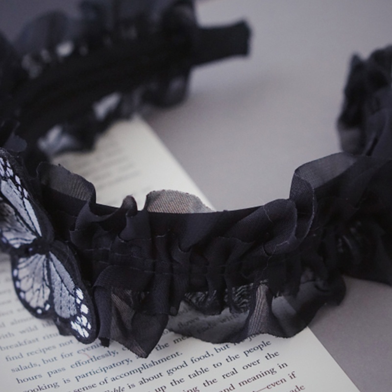 Băng Đô Cài Tóc Thêu Hình Bướm Lãng Mạn Thời Trang Cho Nữ