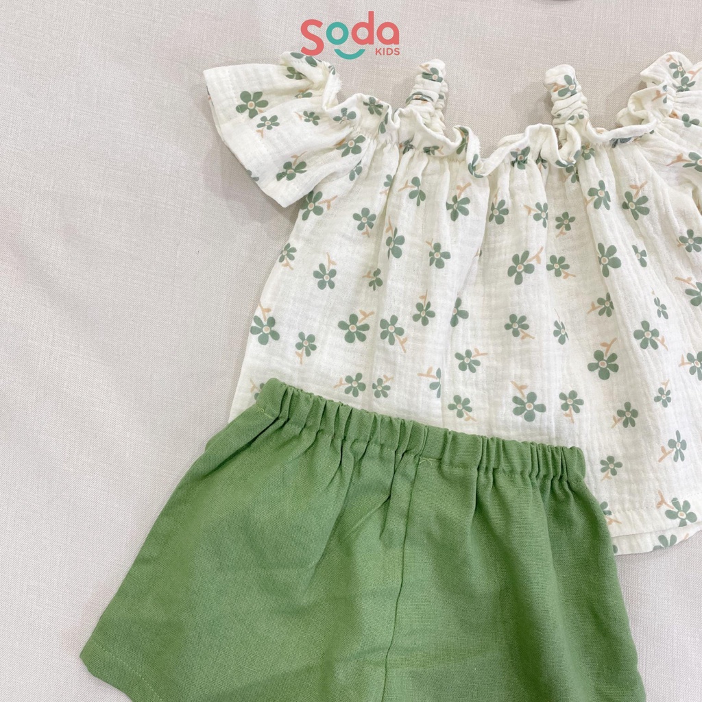 Bộ quần áo bé gái Fleur SODA KIDS thiết kế cổ bèo vai cánh tiên