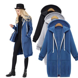 Plus Áo Hoodie Phối Khóa Kéo Thời Trang Năng Động Cho Nữ