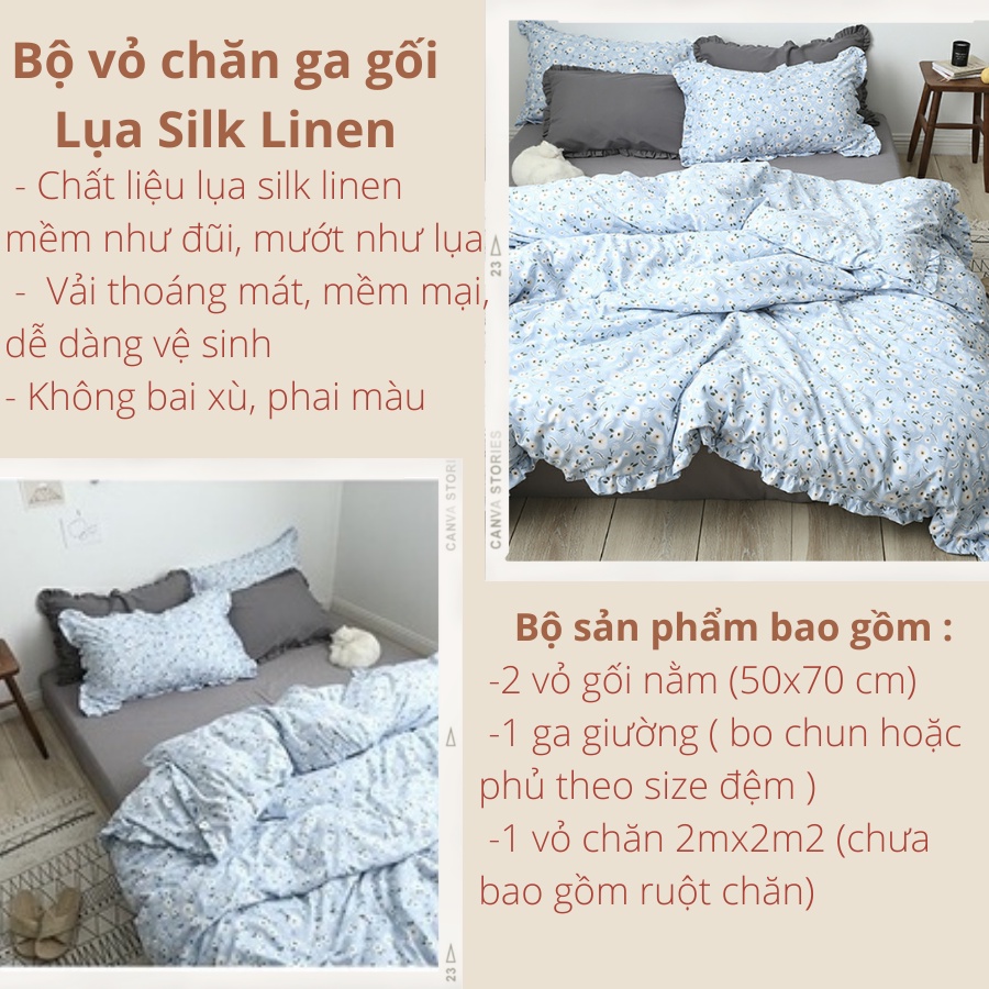 Bộ vỏ chăn ga gối Lụa Silk Linen Minamo cao cấp, mềm như đũi, mướt như lụa, dễ dàng vệ sinh - B08 | BigBuy360 - bigbuy360.vn