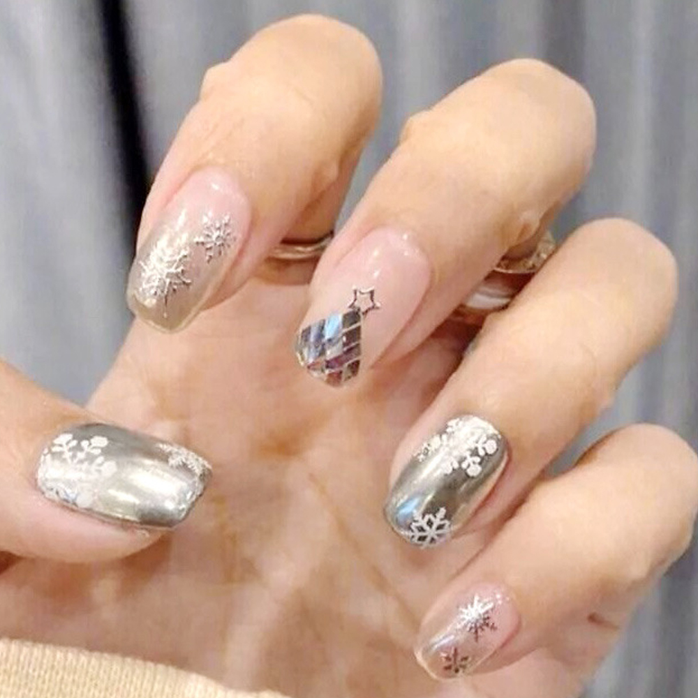 [Hàng mới về] Nhãn Dán Trang Trí Móng Tay Hình Bông Tuyết 3d Diy Không Thấm Nước