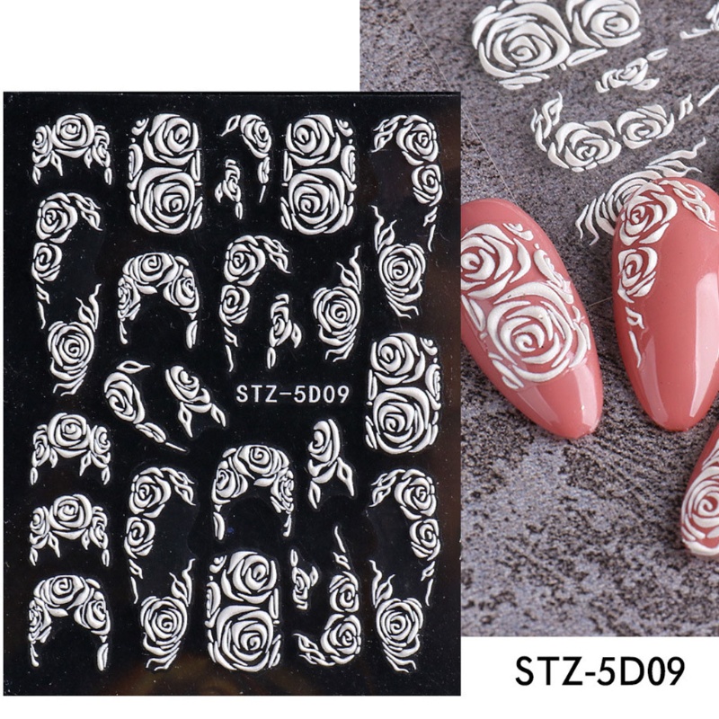 Miếng Dán Móng Tay Tự Dính Họa Tiết Bông Tuyết Giáng Sinh Màu Trắng