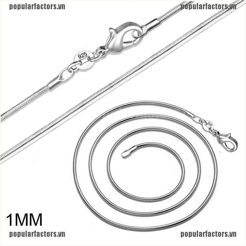 Dây Chuyền Mạ Bạc 925 1mm 16 &quot;18&quot; 20 &quot;22&quot; 24 &quot;