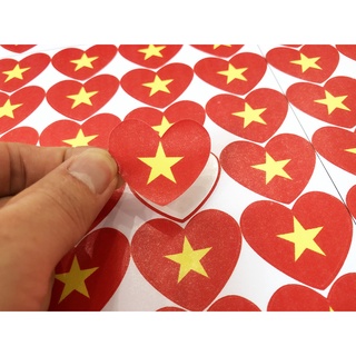 Sticker 50 tem cờ trái tim, tem cờ việt nam