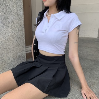 POLOCROPTOP-Áo dáng lửng có cổ
