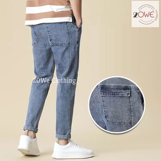 Quan jean nam, jeans,quần bò, baggy túi hộp, xanh sky ống suông rộng style hàn quốc hot 2021