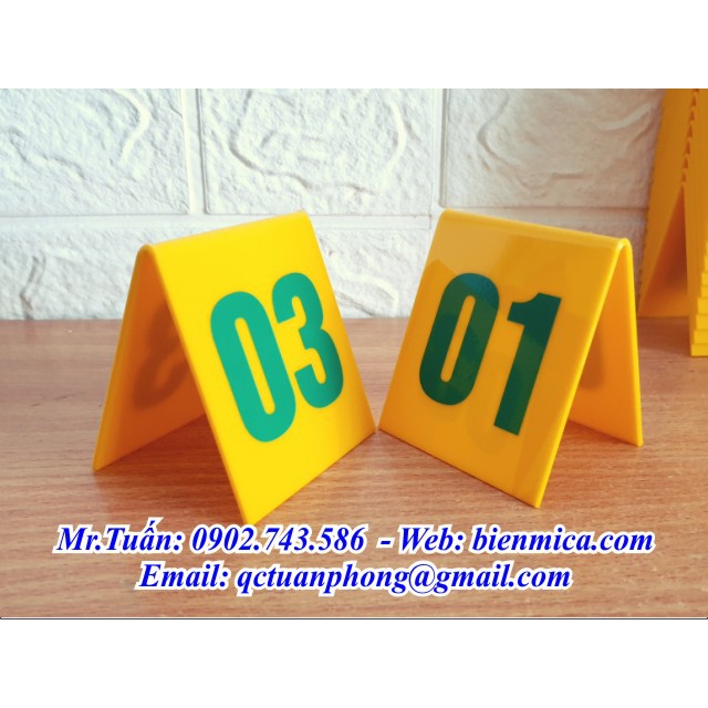 Thẻ Số Bàn Mica  - số bàn quán coffee, thẻ số bàn trà, bàn cafe