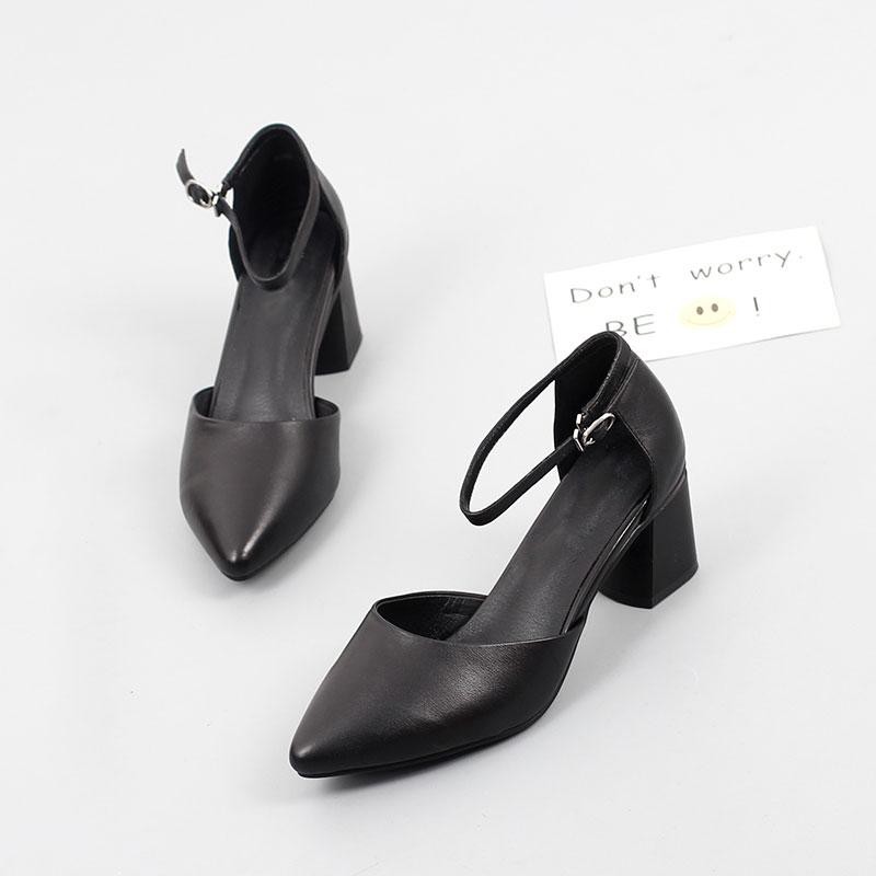 Giày Mũi Nhọn Mã LN_C4 Phối Dây Hở Gót Cao 5cm