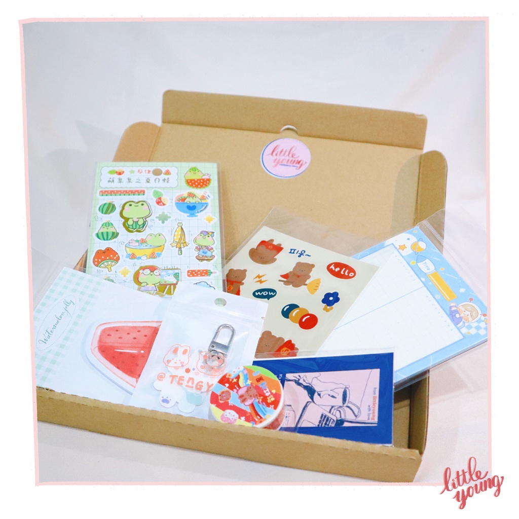 COMBO QUÀ TẶNG 6 MÓN sticker giấy note washi tape xinh xắn