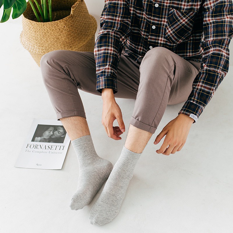 Vớ cổ cao nam nữ tất trơn văn phòng thường cotton thời trang đẹp kháng khuẩn khử mùi thấm hút mồ hôi tốt MONEY VC055