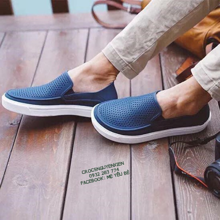 Giày nhựa đi mưa chống hôi chân -Croslite-Citilane-Roka-Slip-on cho nam màu Xanh Đen