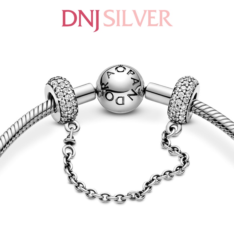 Charm bạc 925 cao cấp, hàng chuẩn bạc - Charm Sparkling Pavé Safety Chain thích hợp để mix vòng tay charm - DN252