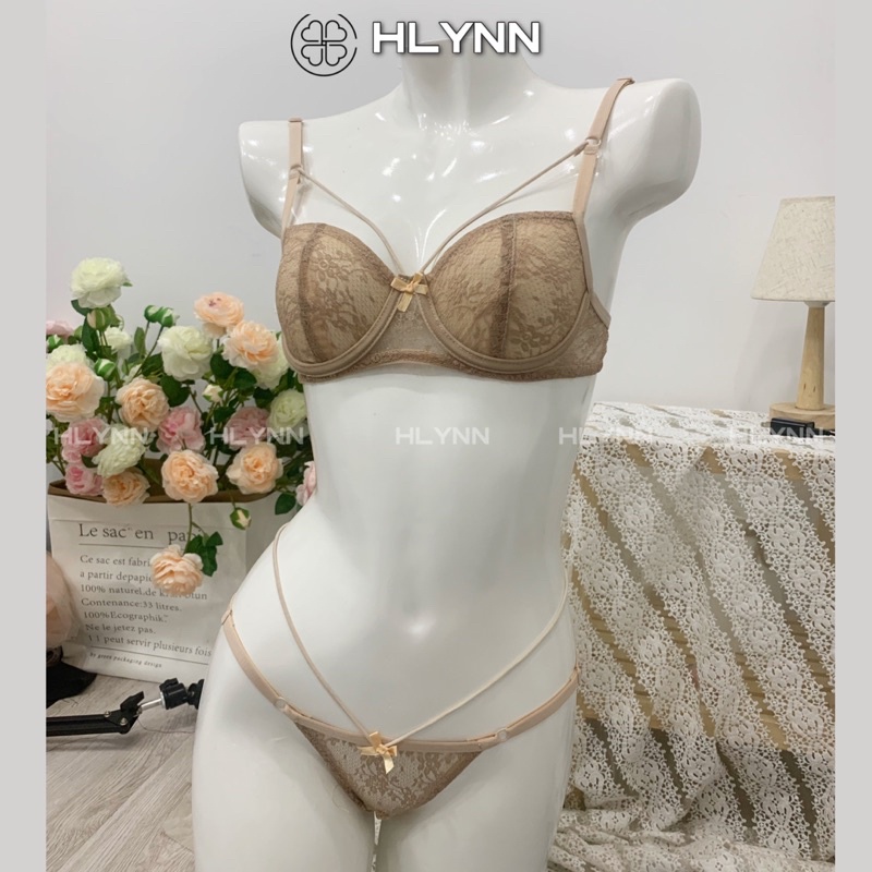 Bộ đồ lót ren hoa nhí dây mảnh có gọng không mút m175