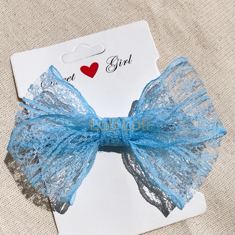 kẹp tóc nơ ren tiểu thư phong cách đơn giản nhiều màu