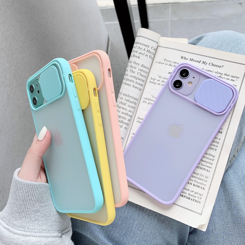 Ốp điện thoại - Ốp lưng iphone Nắp trượt nhám mặt mờ bảo vệ camera cho các dòng máy từ iphone 6 - iphone 12promax