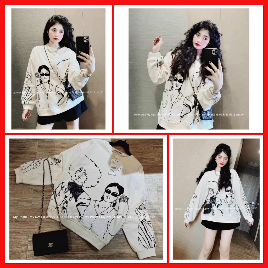 Áo Sweater Nỉ Bông In Thu Đông Ulzzang Unisex Form Rộng