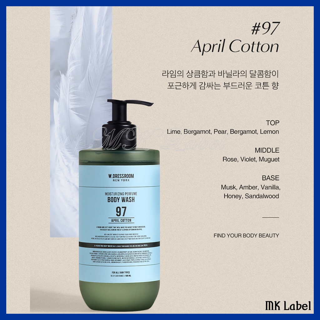 Sữa dưỡng thể W.Dressroom hương nước hoa giữ ẩm cho da số 97 500ml