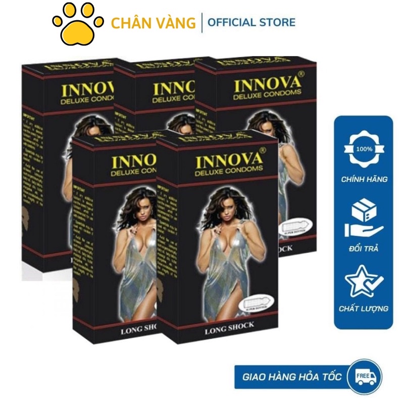 Combo 4 Hộp Bao Cao Su Kéo Dài Thời Gian Gân Gai 1 Lằn Thắt Innova Đen Hộp 12 Cái