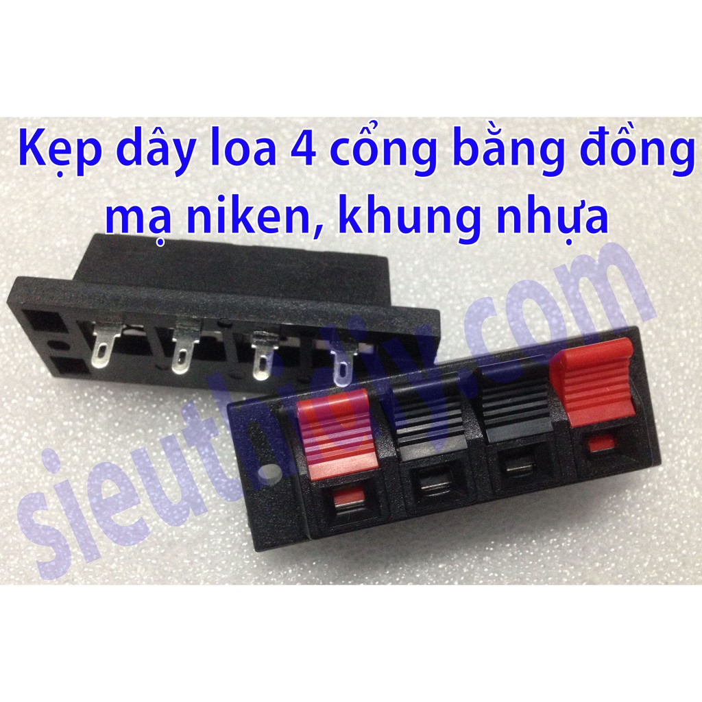 Cầu đấu, Kẹp dây loa 2 cổng, 4 cổng khung nhựa - cực Đồng mạ niken