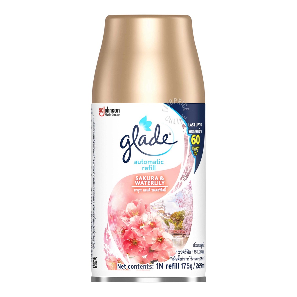 Xịt thơm phòng tự động Glade Refill Hương Sakura &amp; WaterLily 175g (269ml)