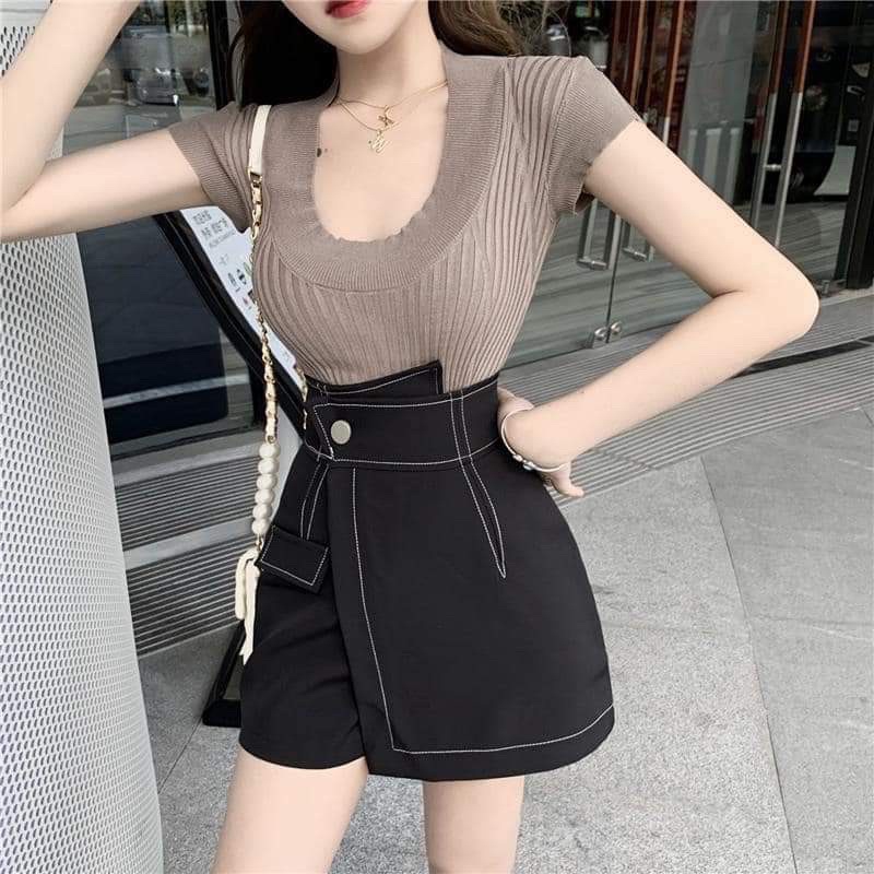Chân váy ulzzang lệch vạt chỉ nổi siêu hot | BigBuy360 - bigbuy360.vn