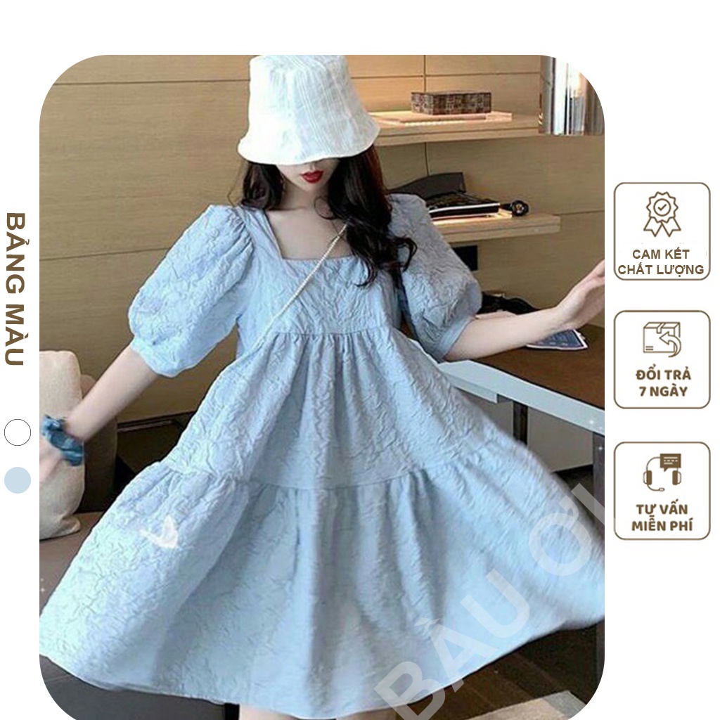 [BAUOI V16] VÁY BẦU CÔNG SỞ XINH - ĐẦM BẦU BABYDOLL DÁNG XÒE, VẢI GẤM XỐP CHẤT ĐẸP MẶC ĐI LÀM ĐI CHƠI ĐỂU ĐẸP