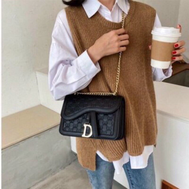 Túi Đeo Chéo, Kẹp Nách Chữ D Vân Nổi Size 22 Siêu Hót (Ảnh Thật)