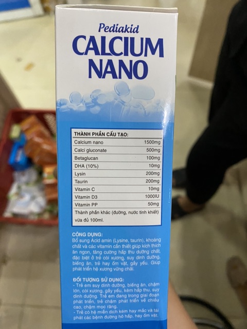 Canxi ống Pediakid calcium nano, canxi cho bé ăn ngon ngủ tốt