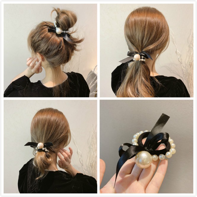 Dây buộc tóc phối ngọc trai nhân tạo dễ thương cho nữ