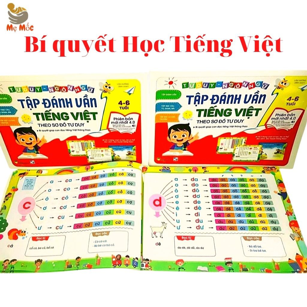 Đánh Vần Tiếng Việt-Tư Duy Ngôn Ngữ-BÍ Quyết Giúp Con Học tiếng việt-Tập Ghép Vần, Chữ(Phiên bản 4.0)[Shop Mẹ Mốc]