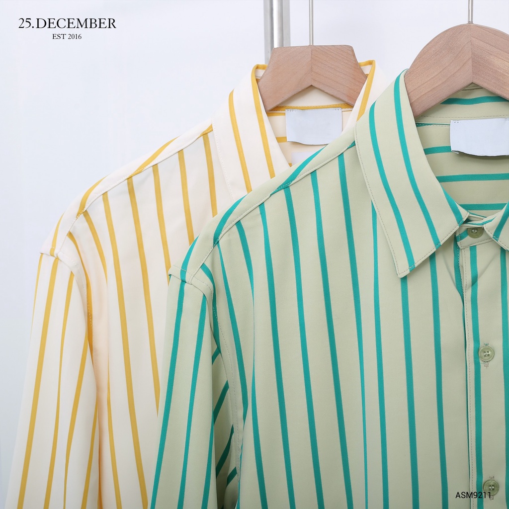 Áo sơ mi nam kẻ sọc, chất cotton dầy dặn, đẹp - Thương hiệu 25.December mã ASM9211