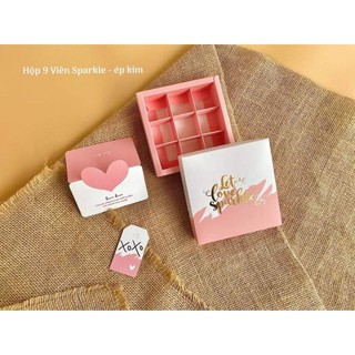 Hộp đựng socola 9 viên hồng cực xinh