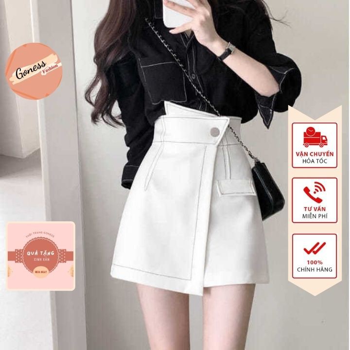 Quần short nữ Goness cạp cao giả váy kiểu chỉ nổi cao cấp co giãn tốt tôn dáng 202