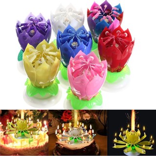 Nến nở hoa phát nhạc xoay tròn cho sinh nhật - nến sinh nhật 3d