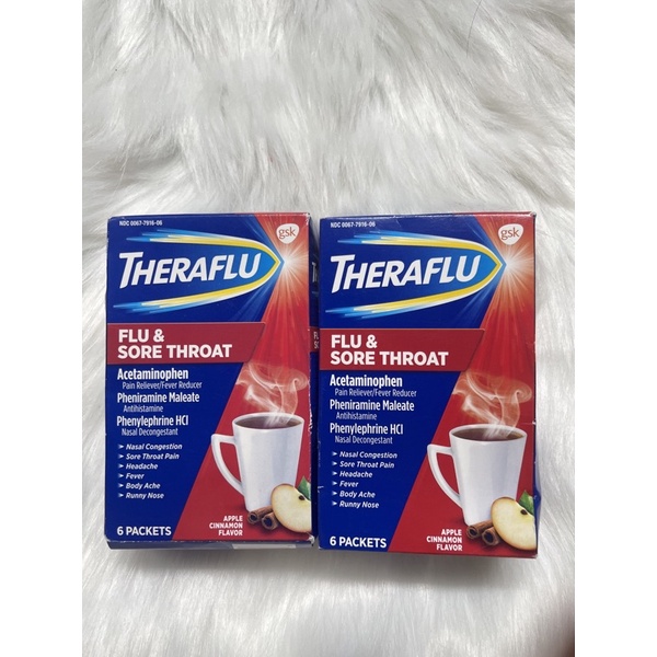 Trà Theraflu Cold Flu Mỹ, 6 gói