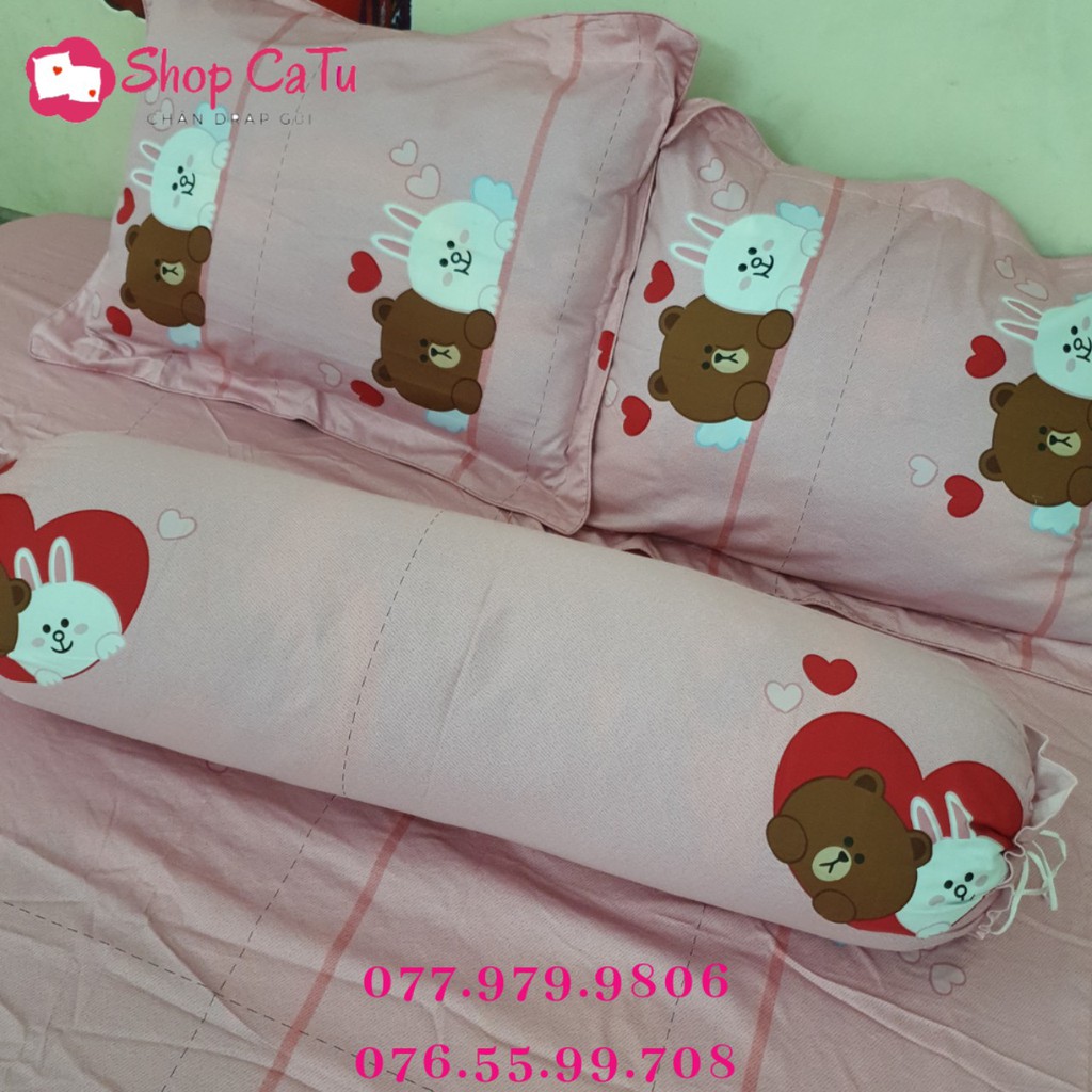 Ra gối cotton lụa Hàn Quốc Thỏ Cony và Gấu Grown