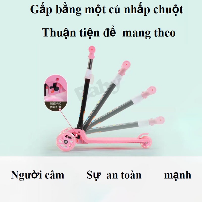 Đồ chơi thể thao Xe gấp trẻ em 2-8 tuổi xe ba bánh nhấp nháy Đồ chơi xe tay ga