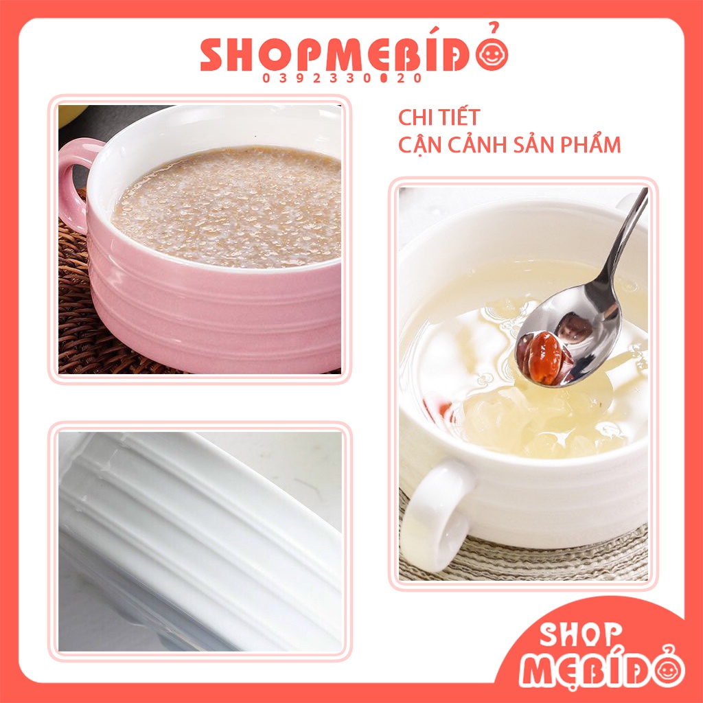 Bát Ăn Dặm Gốm Sứ Hình Nồi 2 Quai Không Nắp Cho Bé T33