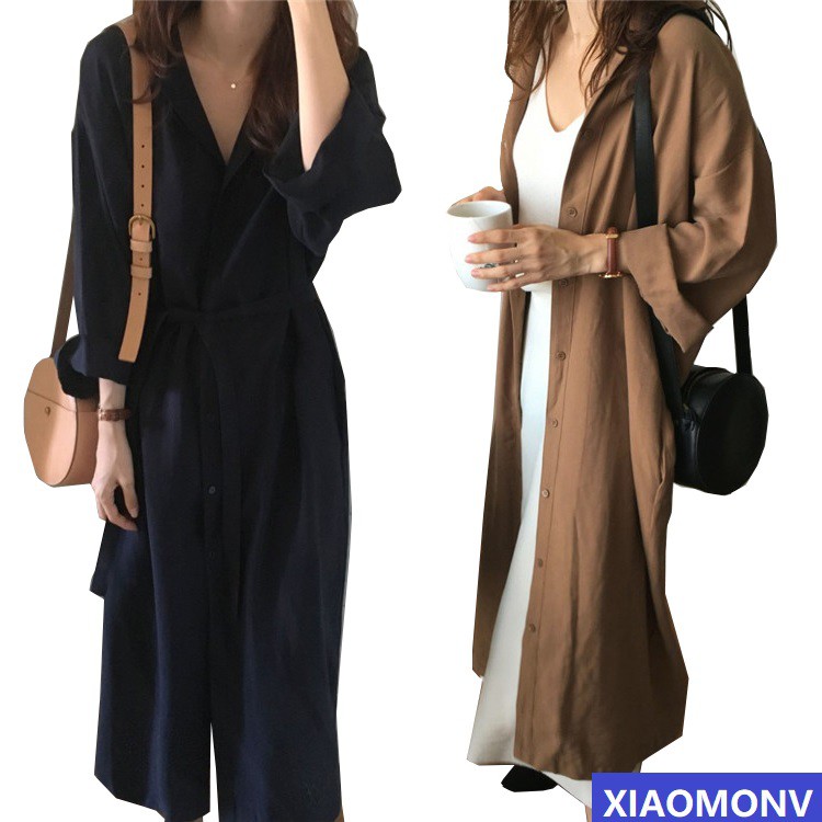 Ve áo Hàn Quốc Dài tay Áo khoác dài thẳng mỏng | BigBuy360 - bigbuy360.vn